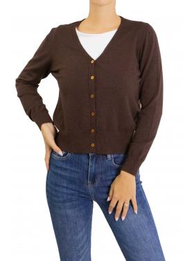 Cardigan con bottoni tinta unita con scollo a V